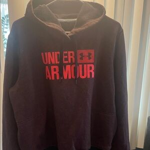 Under Armour Men's Dark Brown Hoodie with Red Logo